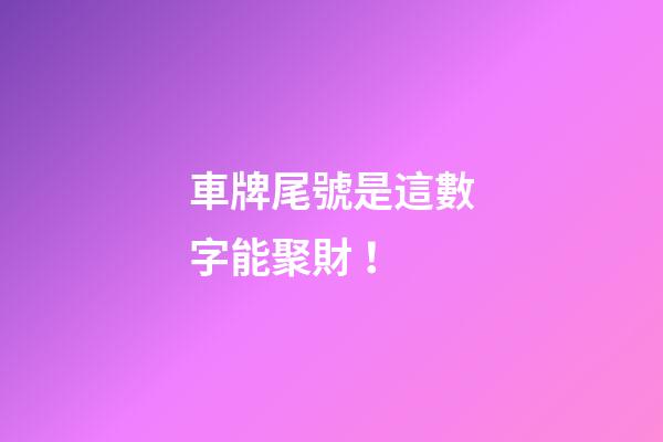 車牌尾號是這數字能聚財！